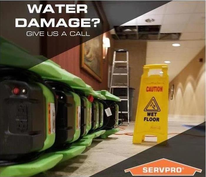water damage in commercial building with equipment